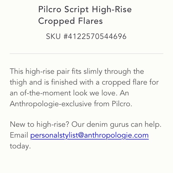 Pilcro Script High-Rise Cropped Flares 28 pants - Picture 7 of 7
